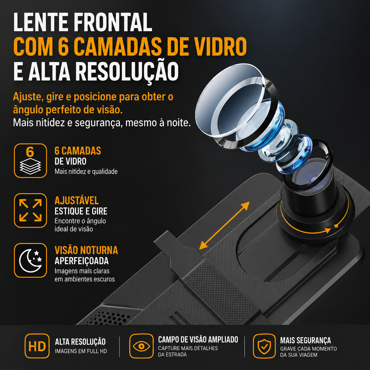 Retrovisor Multimídia SmartVision - Com Câmera de Ré